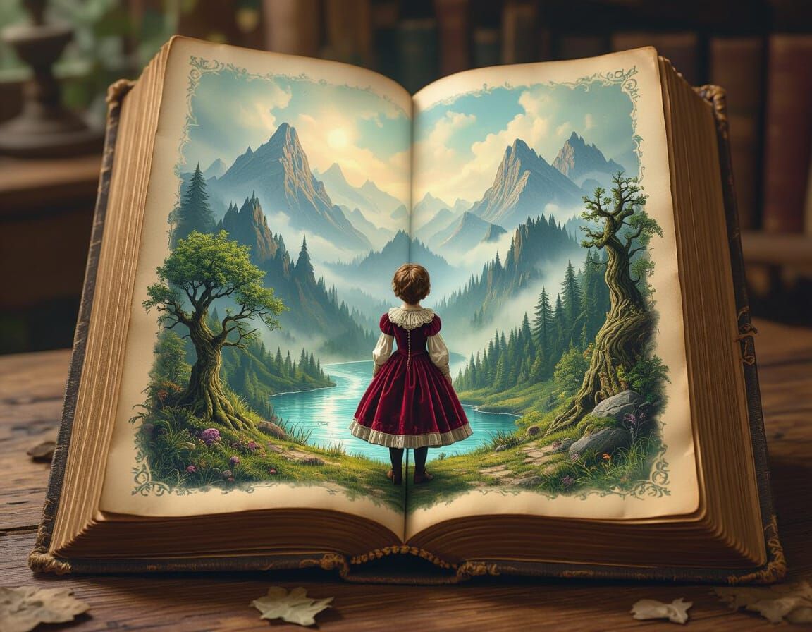 Antique Book Reveals Miniature Fantasy World With Boy