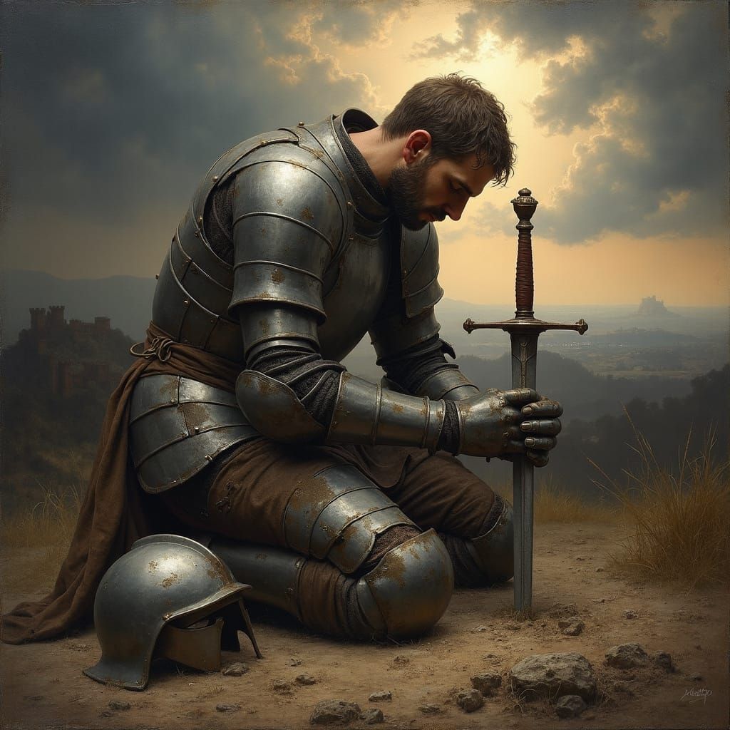 Battle-Weary Knight in Contemplation