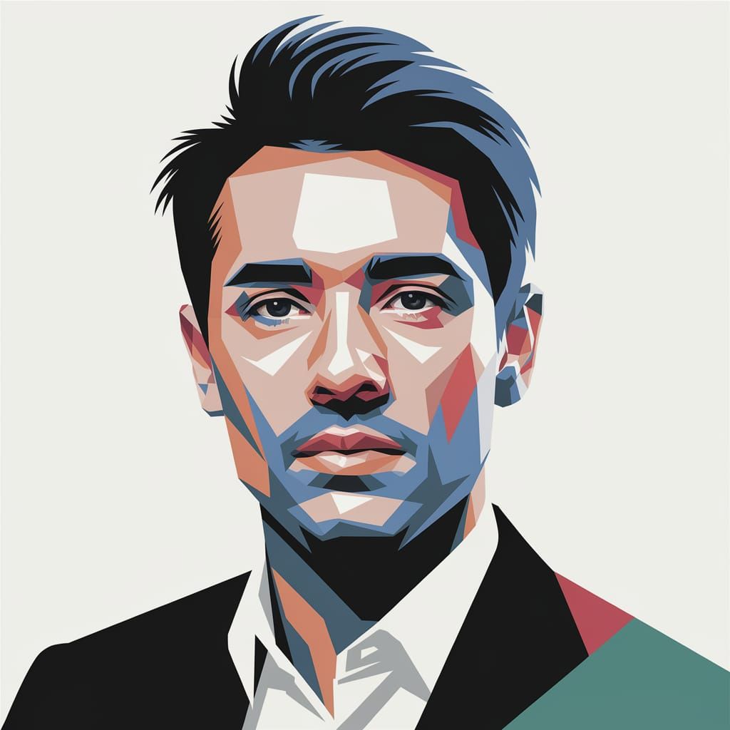 Geometric Portrait with Fragmented Features