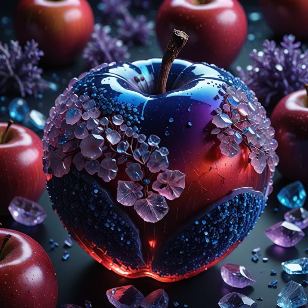 Lavender Crystal Apple in Dramatic Fantasy Lighting