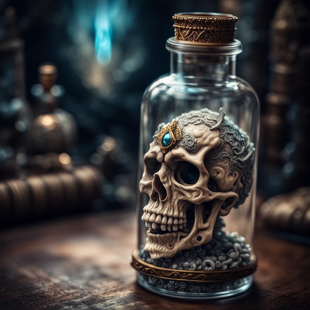 Hyperrealistic Fantasy Immortality Vial in HDR