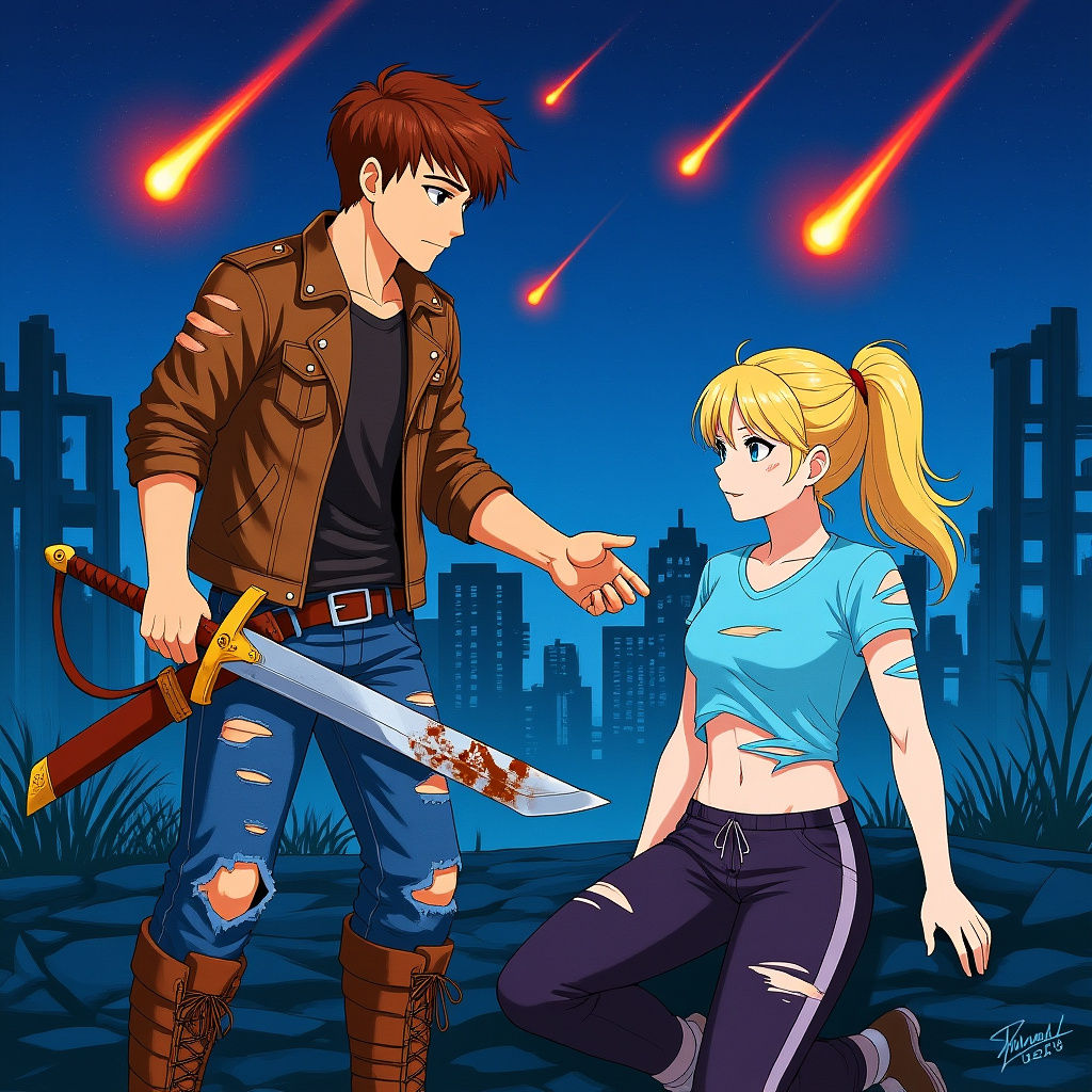 Anime Rescue Scene in Abandoned City