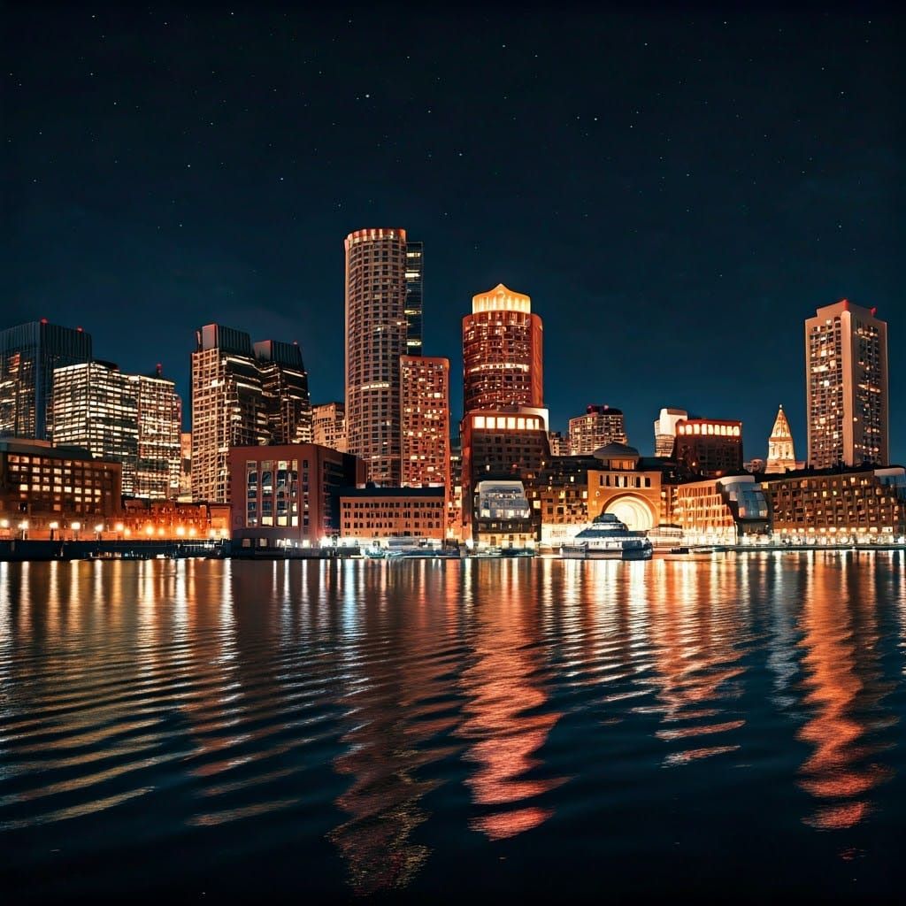 Boston MA at Night: An Urban Landscape