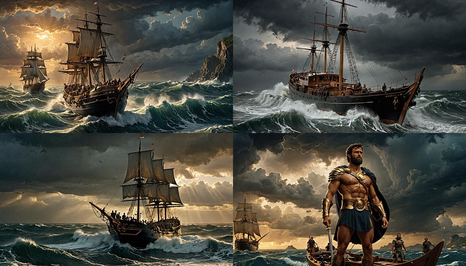 Jason's Argonauts Sail into Stormy Dawn: Epic Scene