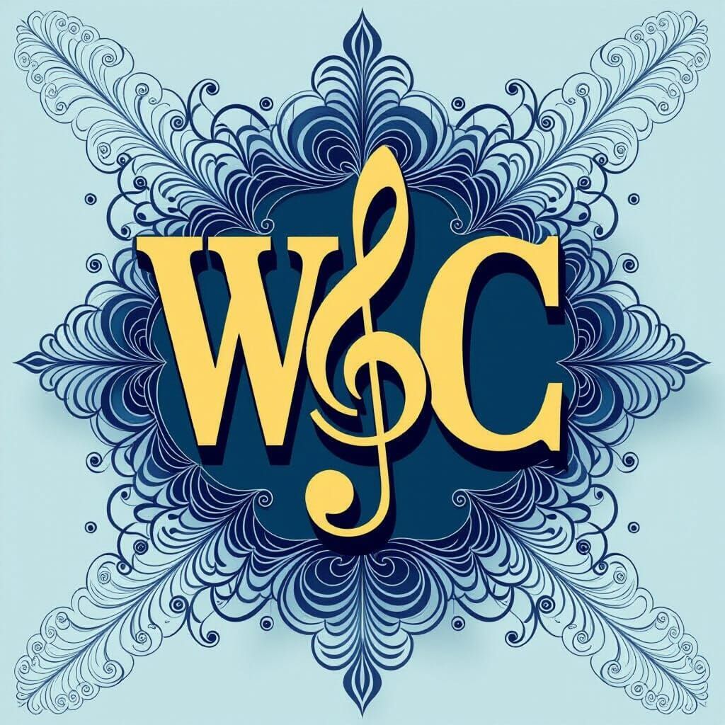 WNGC Monogram Logo with Music Symbols in 3D Vector Art