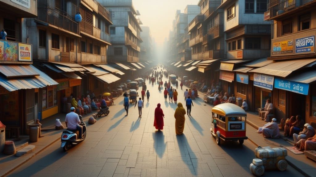 Indian City Life as Vermeer, Bacon, Sugimoto Fusion