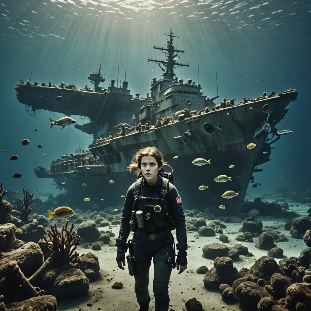 Anna Kendrick Scuba Diving at Shipwreck