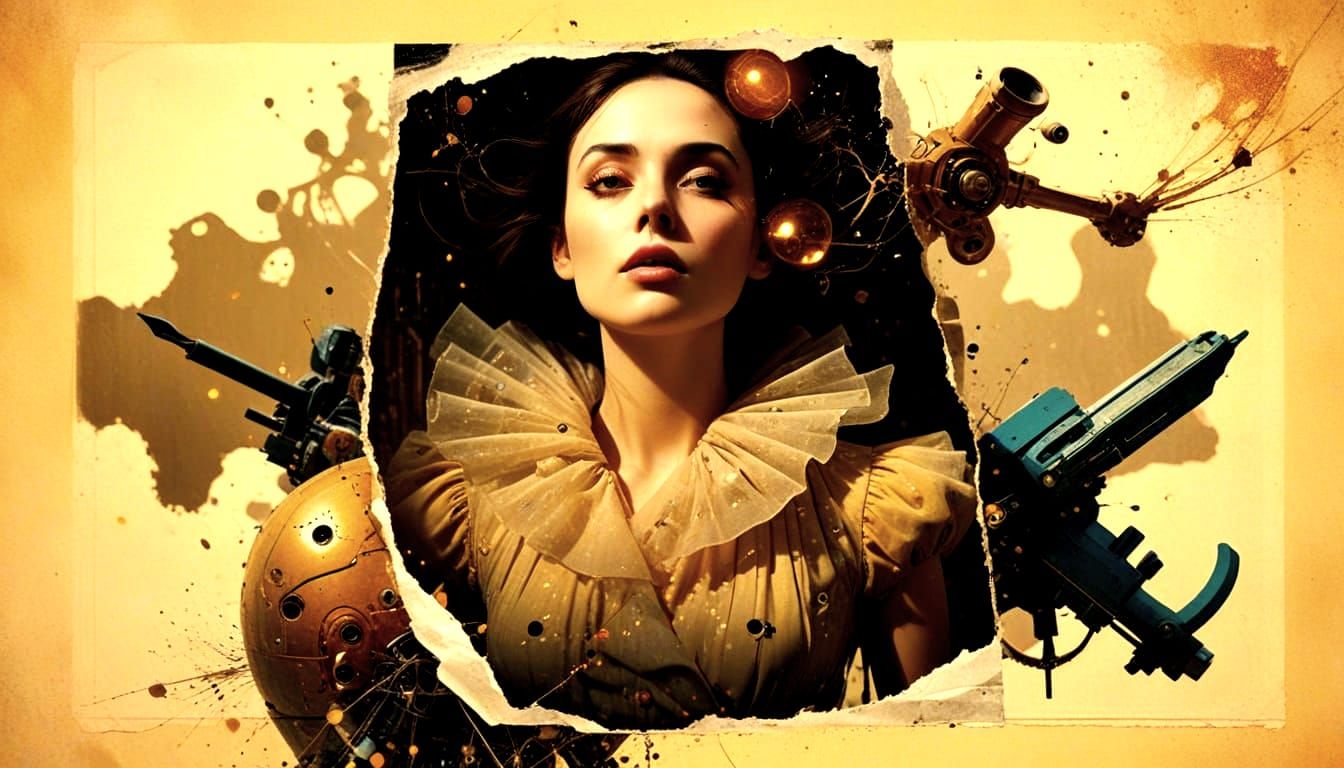 Cyberpunk Female Form with Technical Overlays