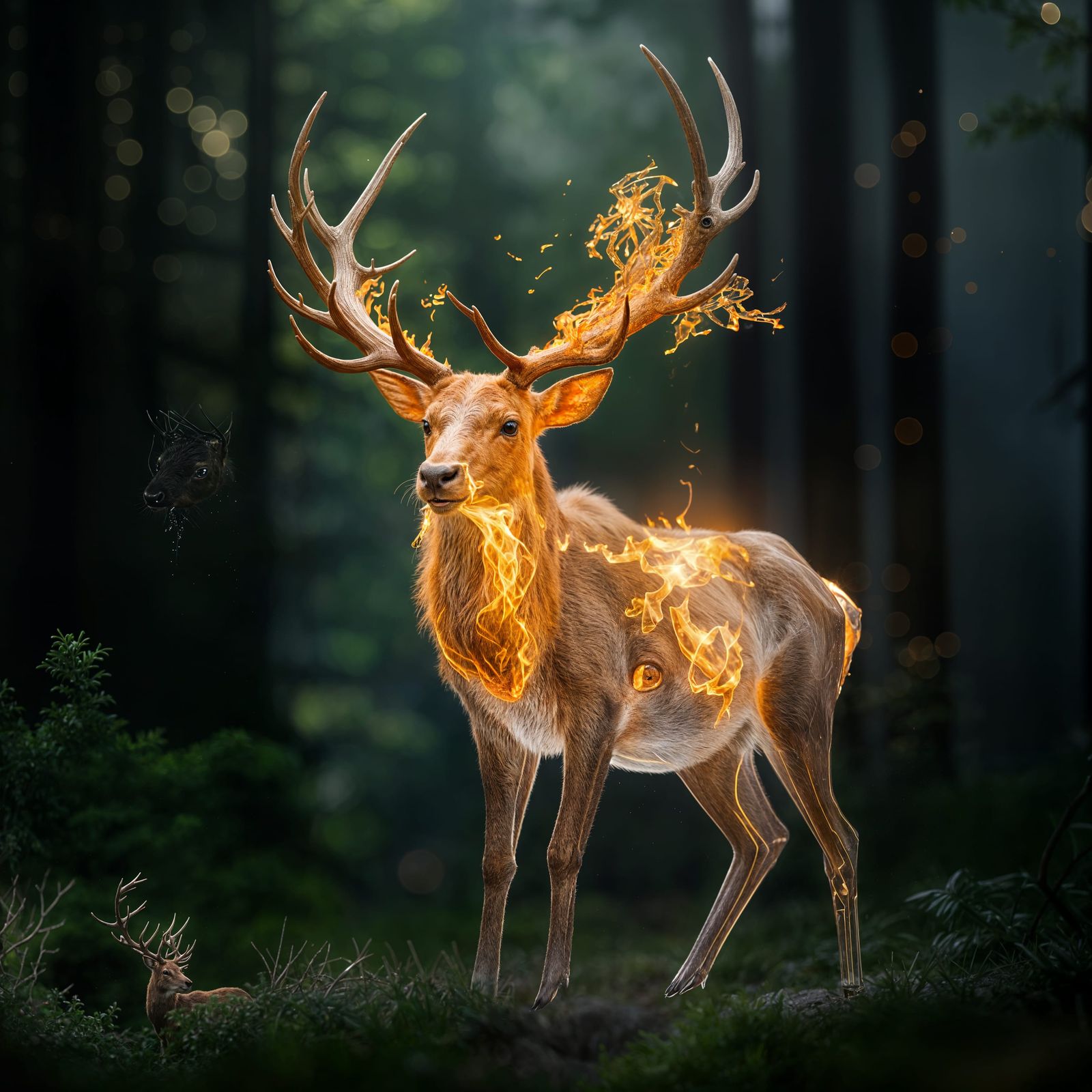 Elk in Ethereal Flames