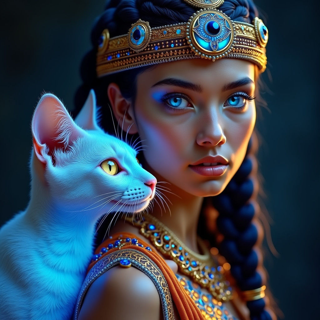 Realistic Portrait of Woman in Vibrant Traditional Clothing...