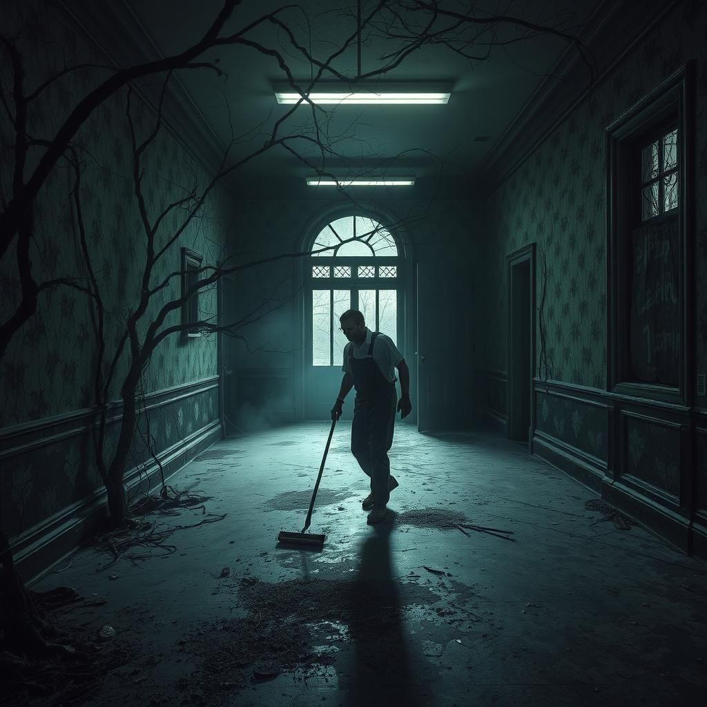 Creepy mansion janitor