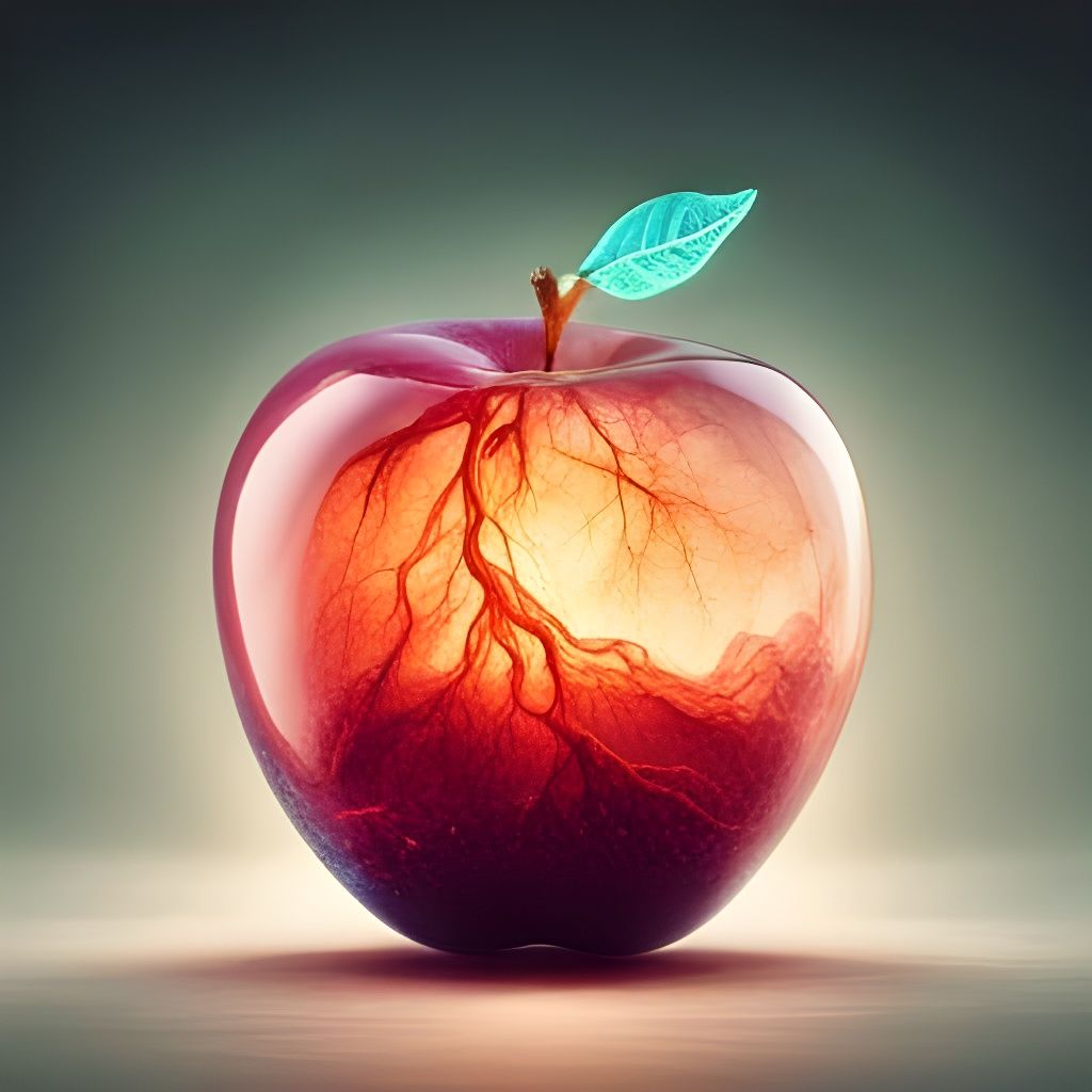 Glowing Glass Apple with Cosmic Energy