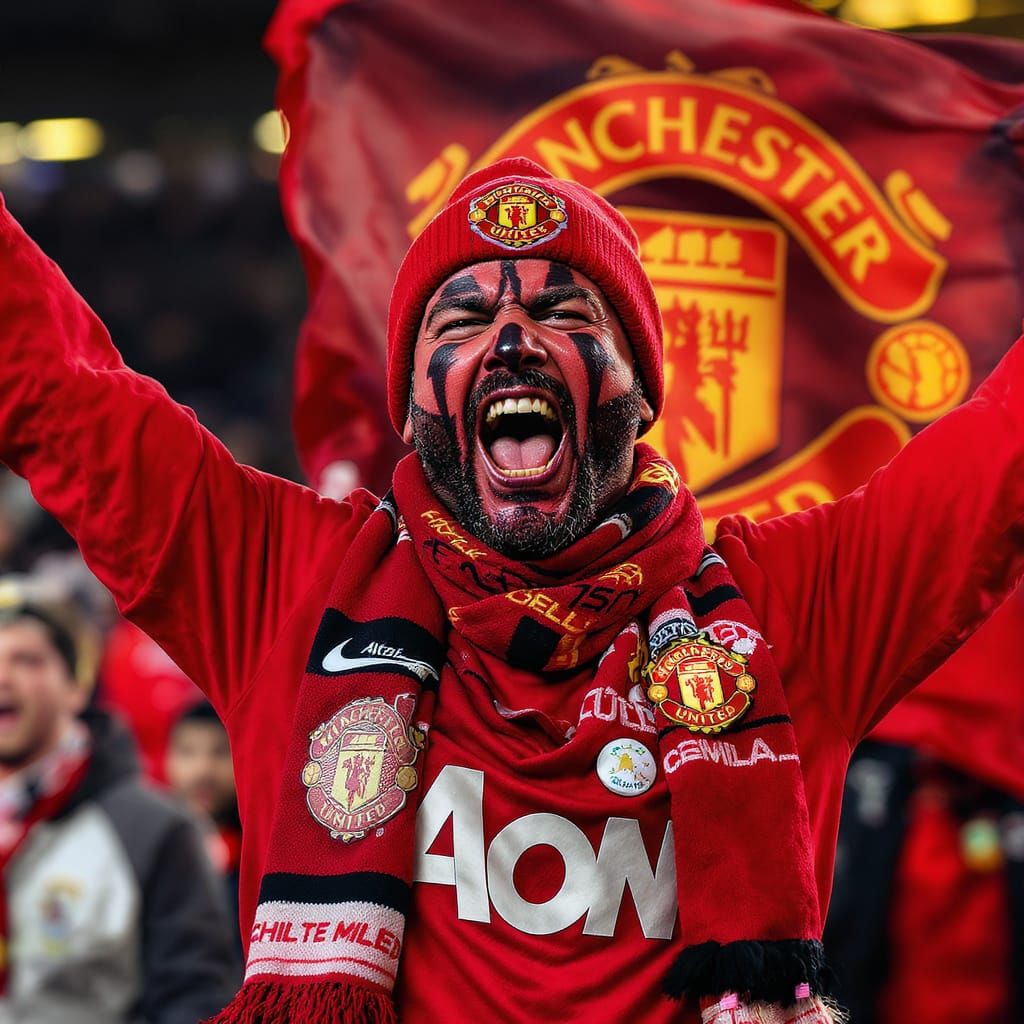 High-Energy Portrait of a Modern Manchester United Superfan