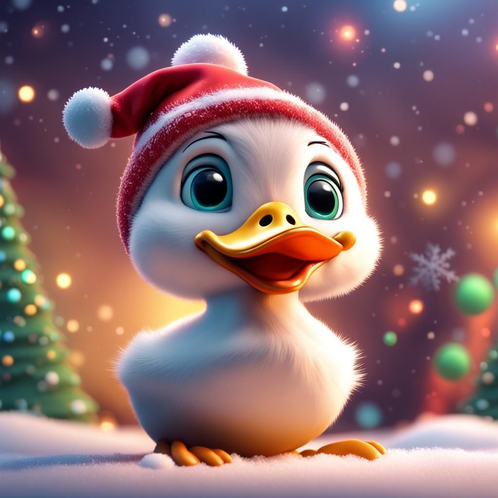 Christmas Duck: 3D Digital Art in Pixar Style