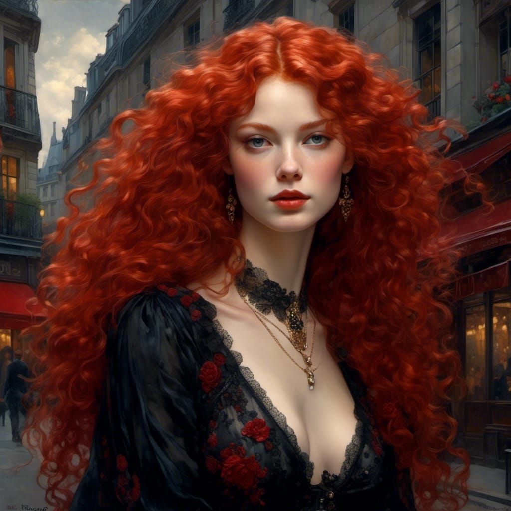 Elegant Gothic Portrait of a Woman in Paris