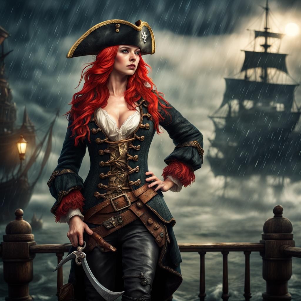 Majestic Pirate Woman Portrait in Cinematic Lighting