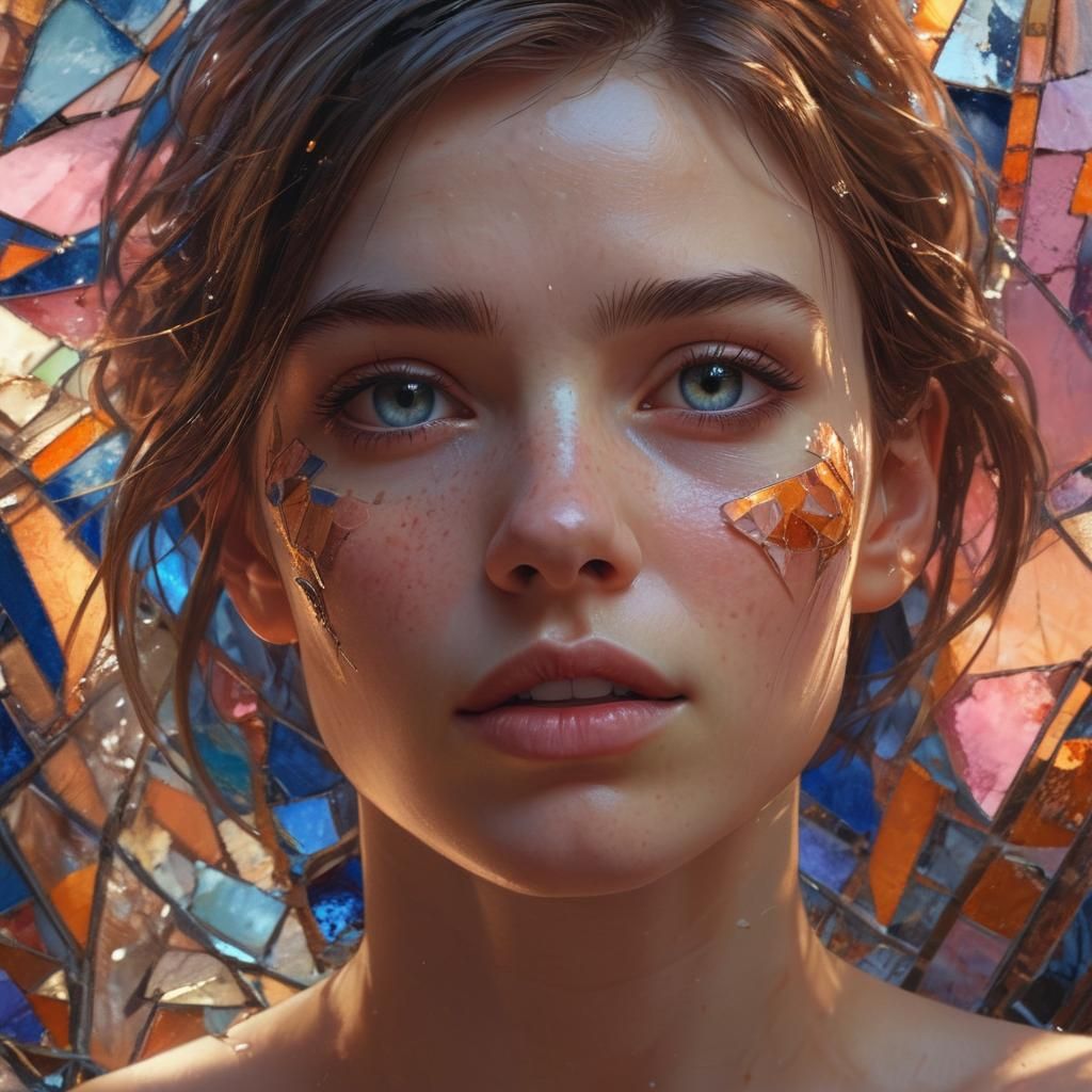 Woman in Colorful Light: Hyperrealistic Concept Art