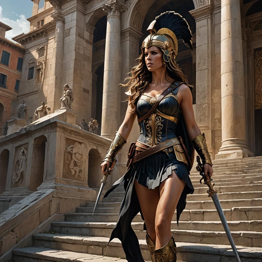 Kate Beckinsale as Roman Legionary: Hyperdetailed Art