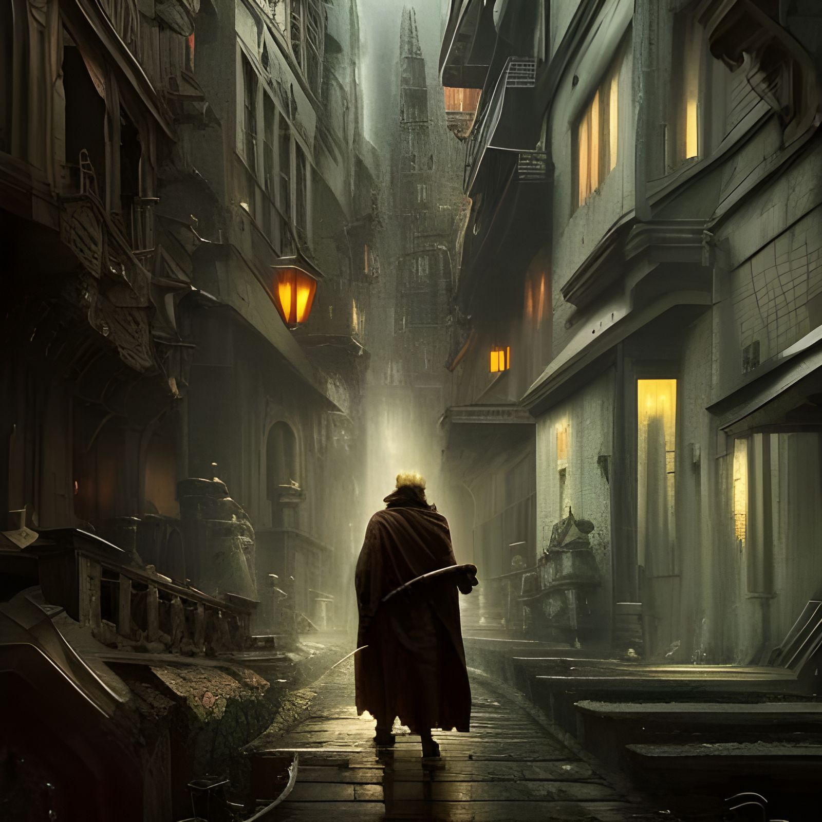 Epic Cinematic Hero in Dark Alleyway