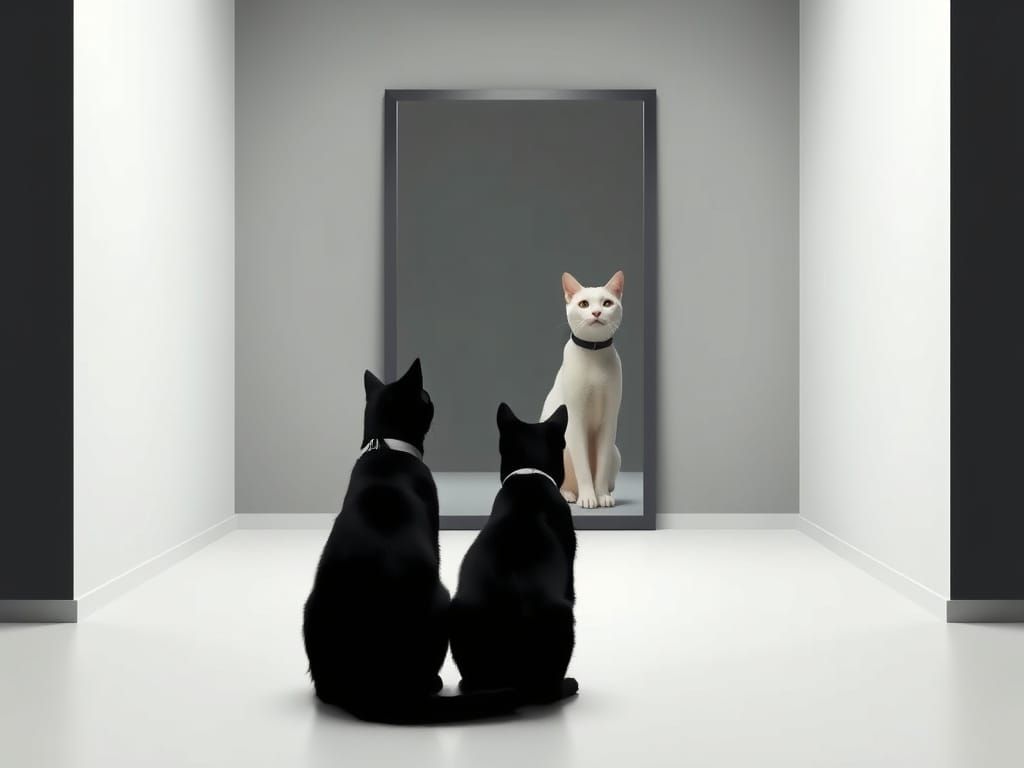 Black and White Cats in Noir Mirror