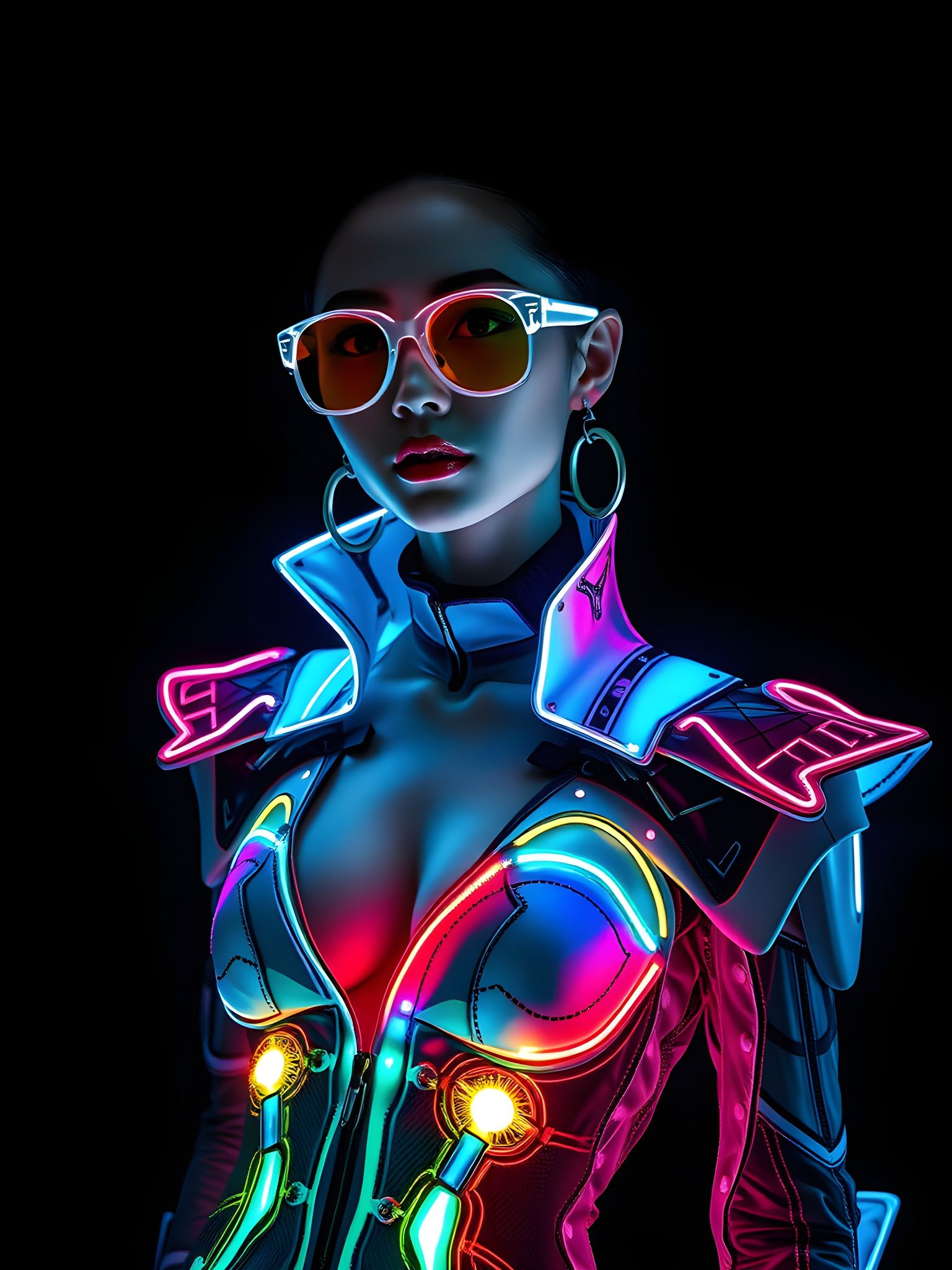 Glowing Model Caught in Futuristic Studio Light