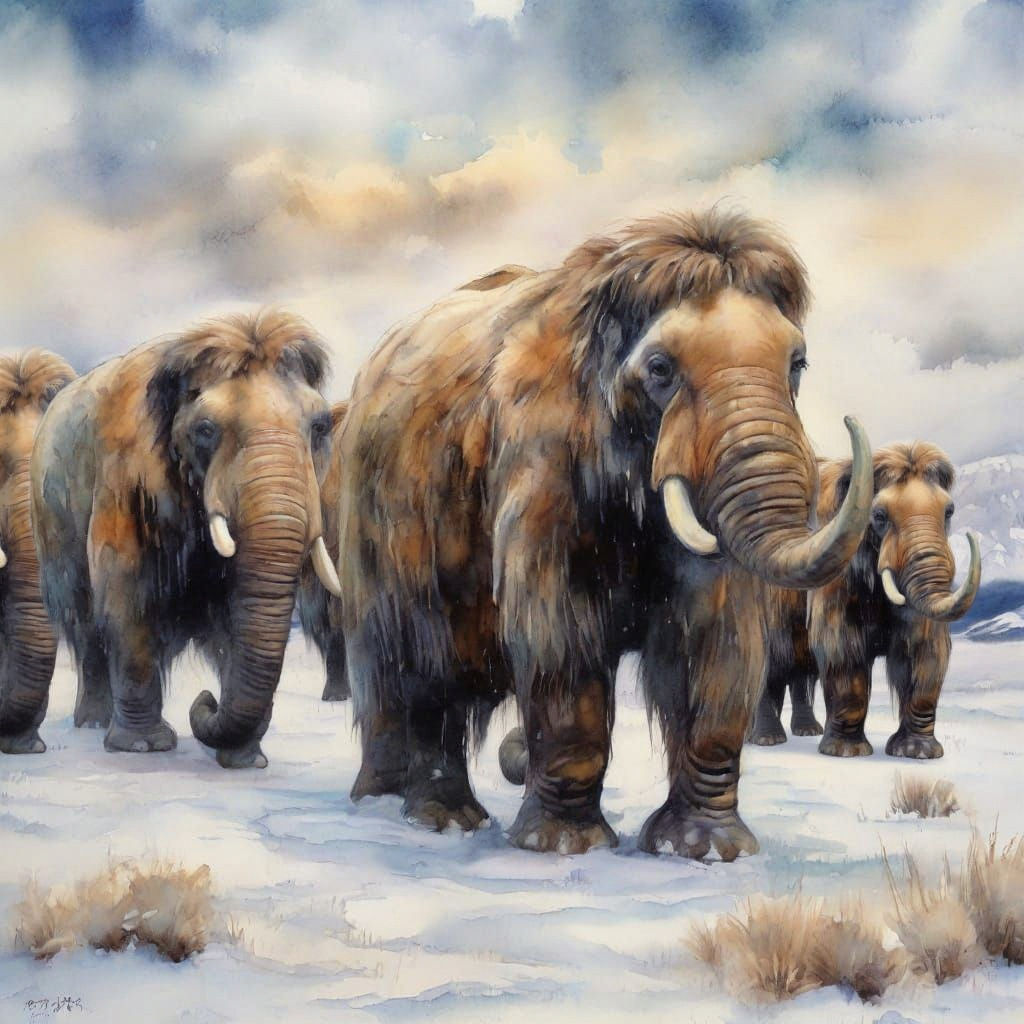 Woolly Mammoths in Arctic Plain as Splash Art