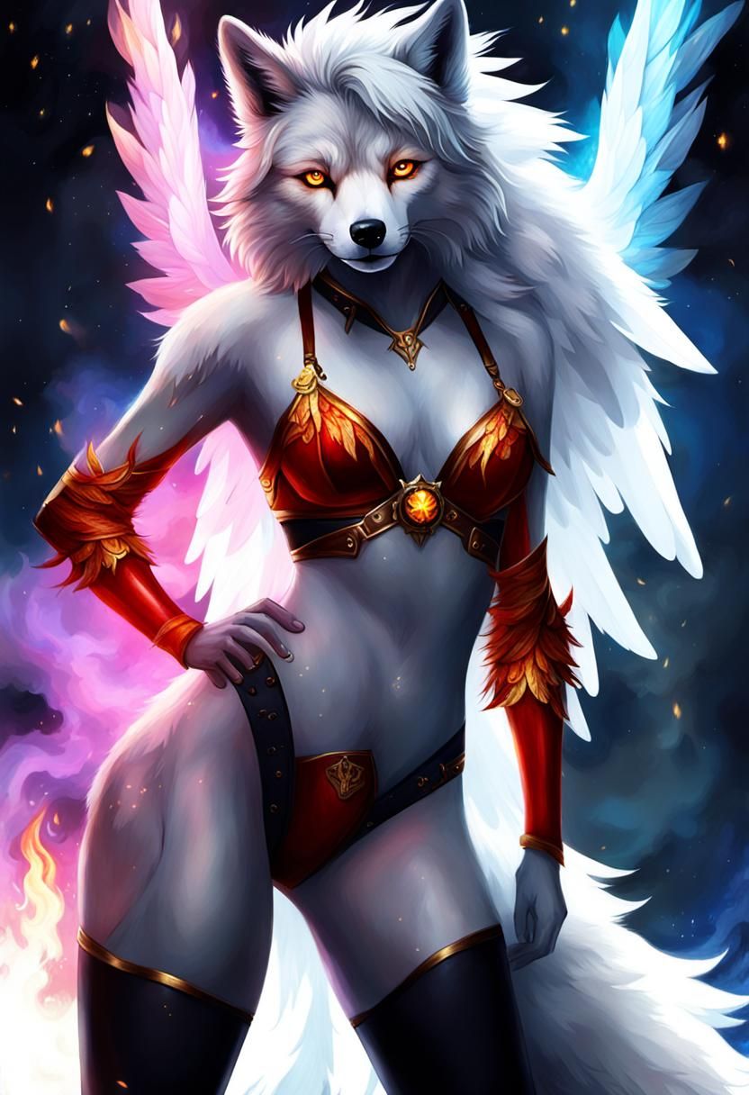 Loona Wolf Angel with Golden Flame Wings