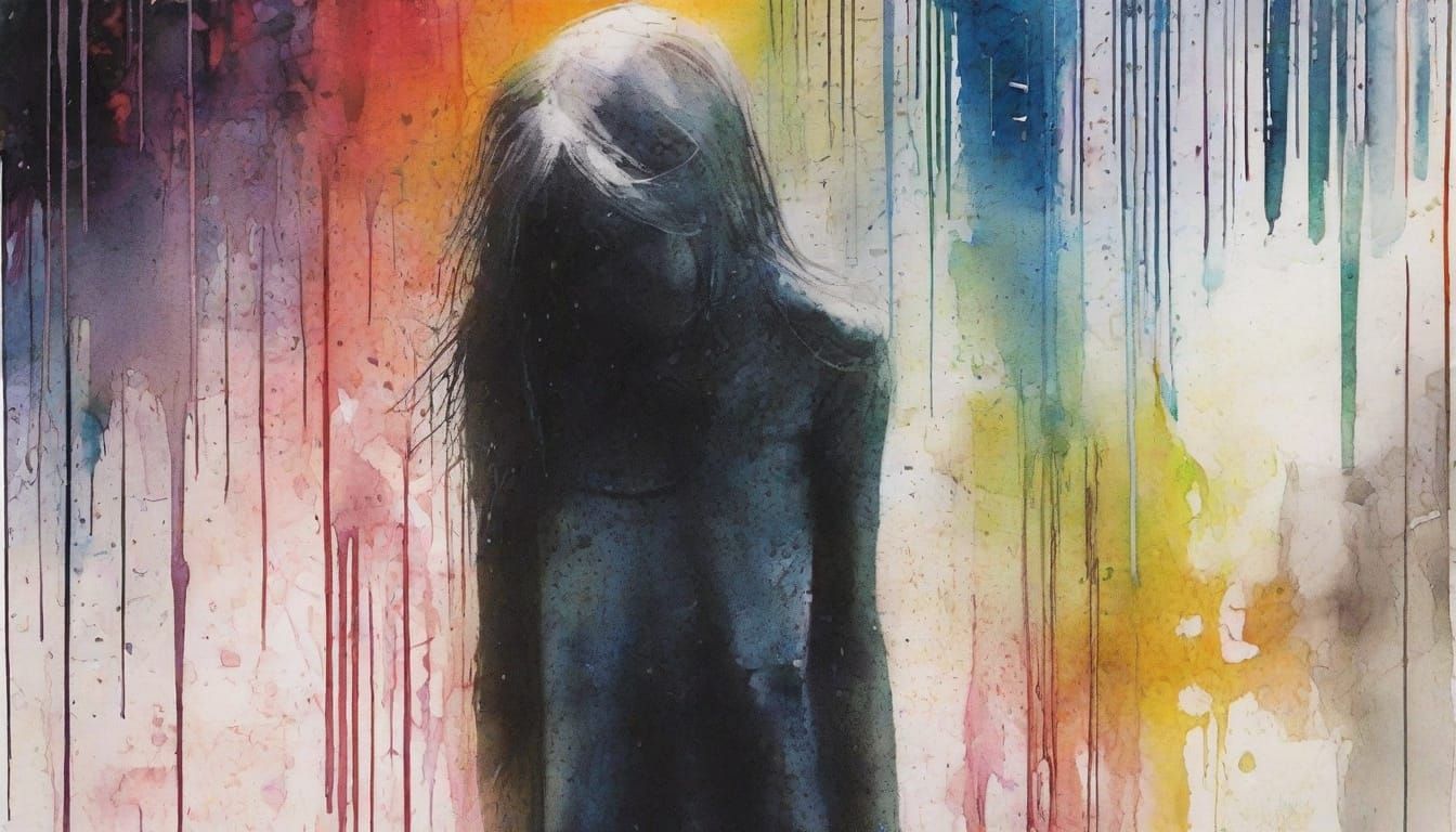 Woman in Extradimensional Abstract Splash Art