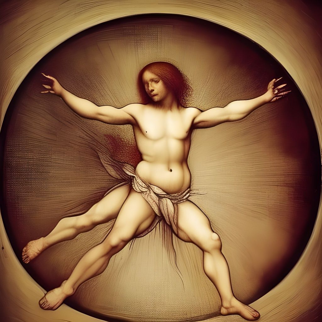 Dancing Figure in Renaissance Oil Painting Style