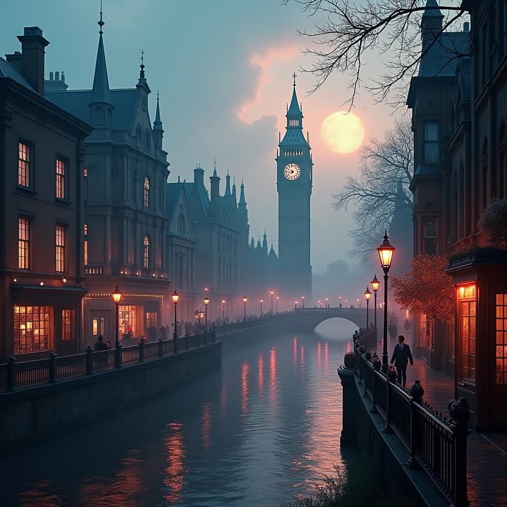 Mystical Victorian London in Hyper-Realistic Matte Painting