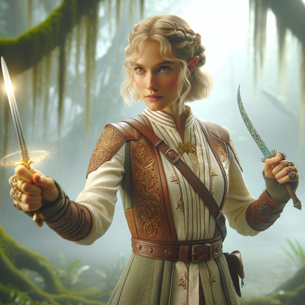 Elven Warrior in Mystical Swamp