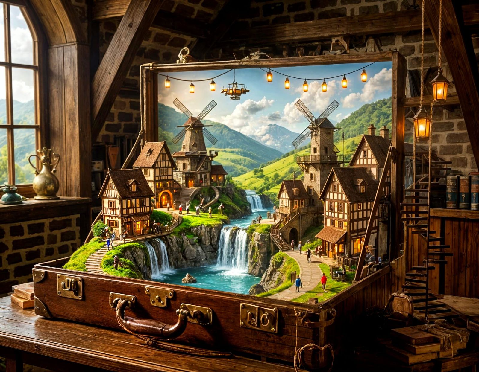 Thriving Medieval Metropolis Inside a Leather Briefcase