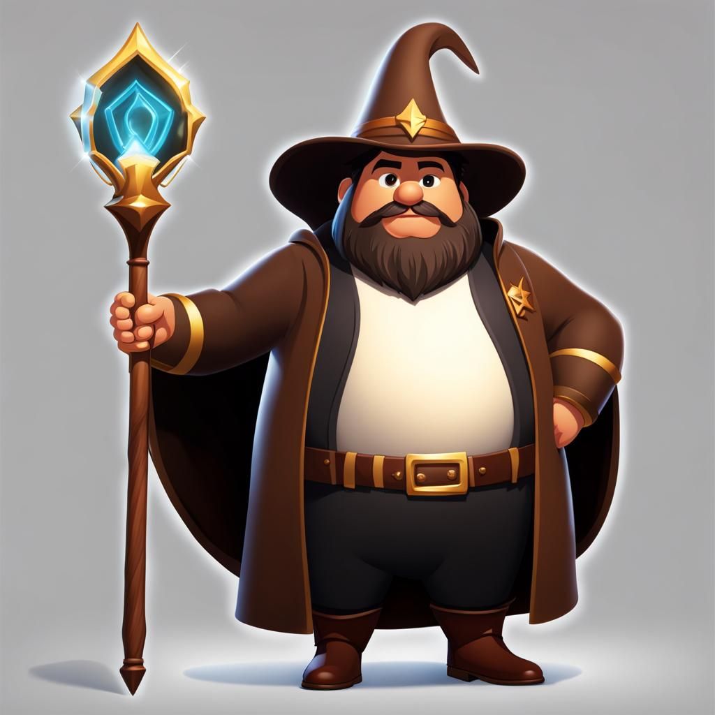 Pixar-Style Tan Wizard with Sigma Male Face