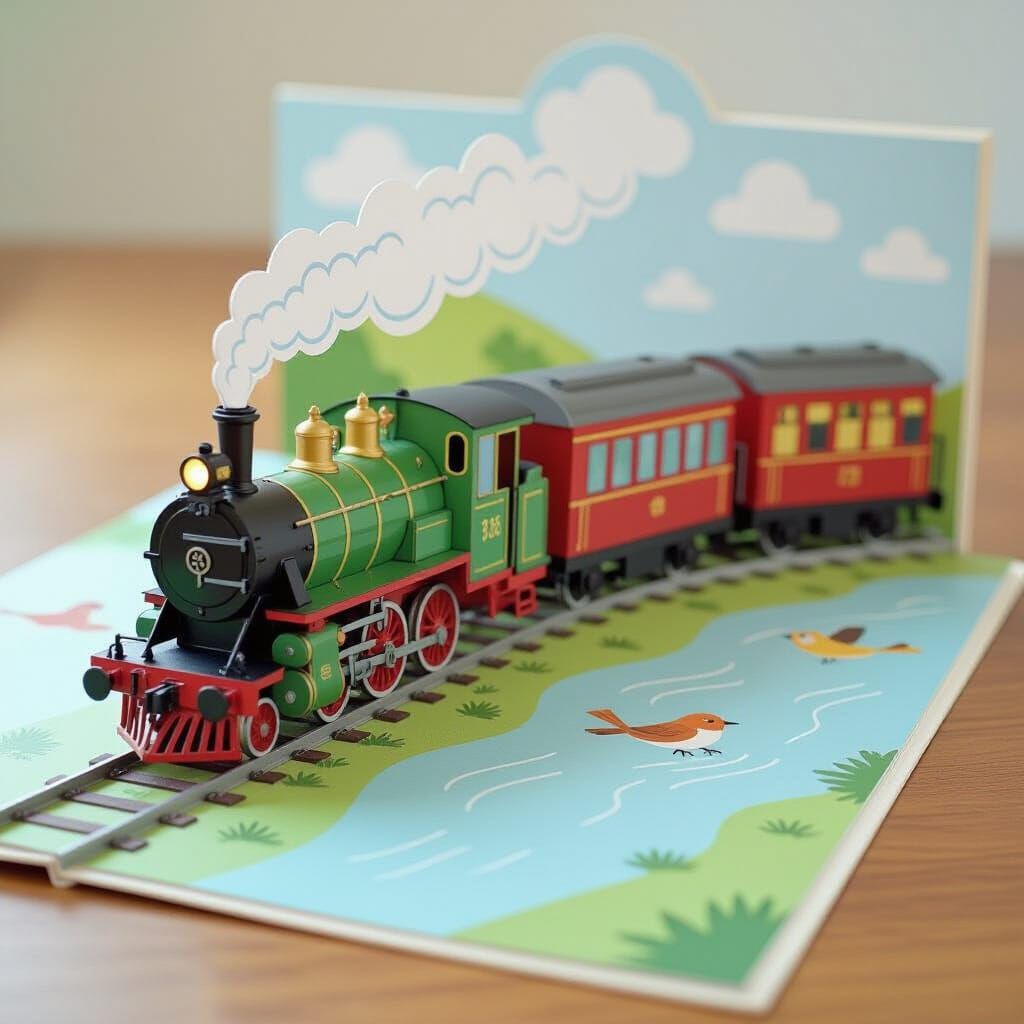 Train Pop-Up Book in 3D Style