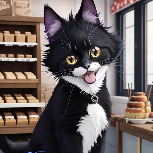 Jiji the Cat in Bakery, Ghibli Style