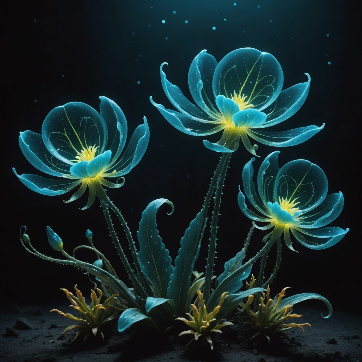 Bioluminescent Flora in a Mystical Alien Landscape