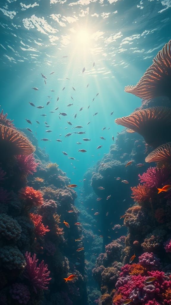 Vibrant Coral Reef Scene in Dreamscape Style