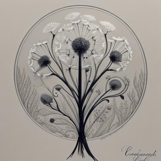 Dandelion Ink Illustration: Detailed Botanical Art