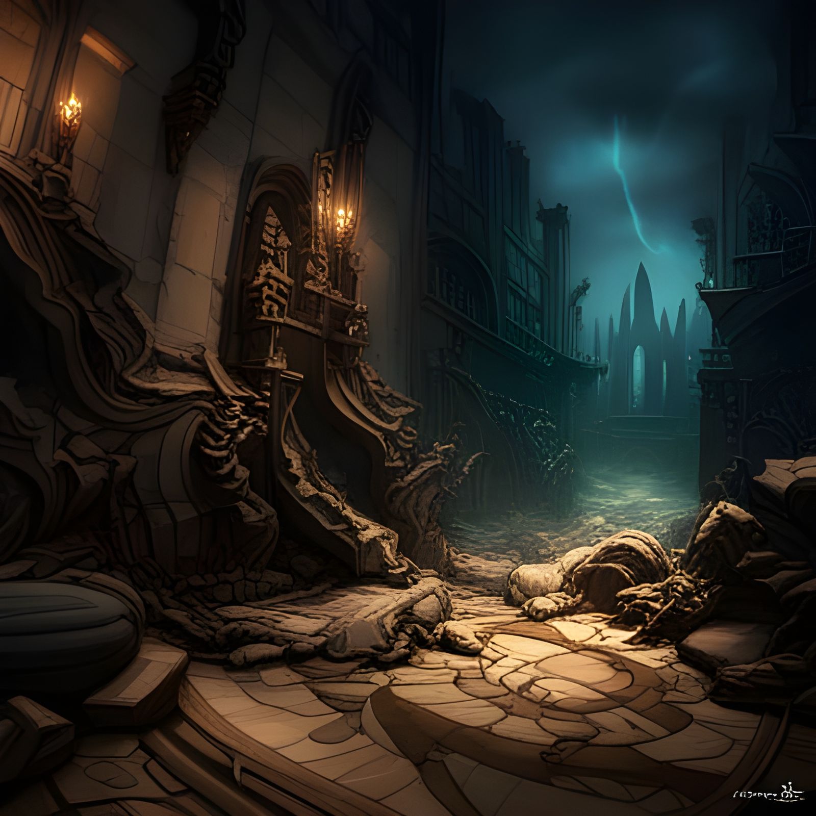 Dark Fantasy Spectral Forms in Volumetric Lighting