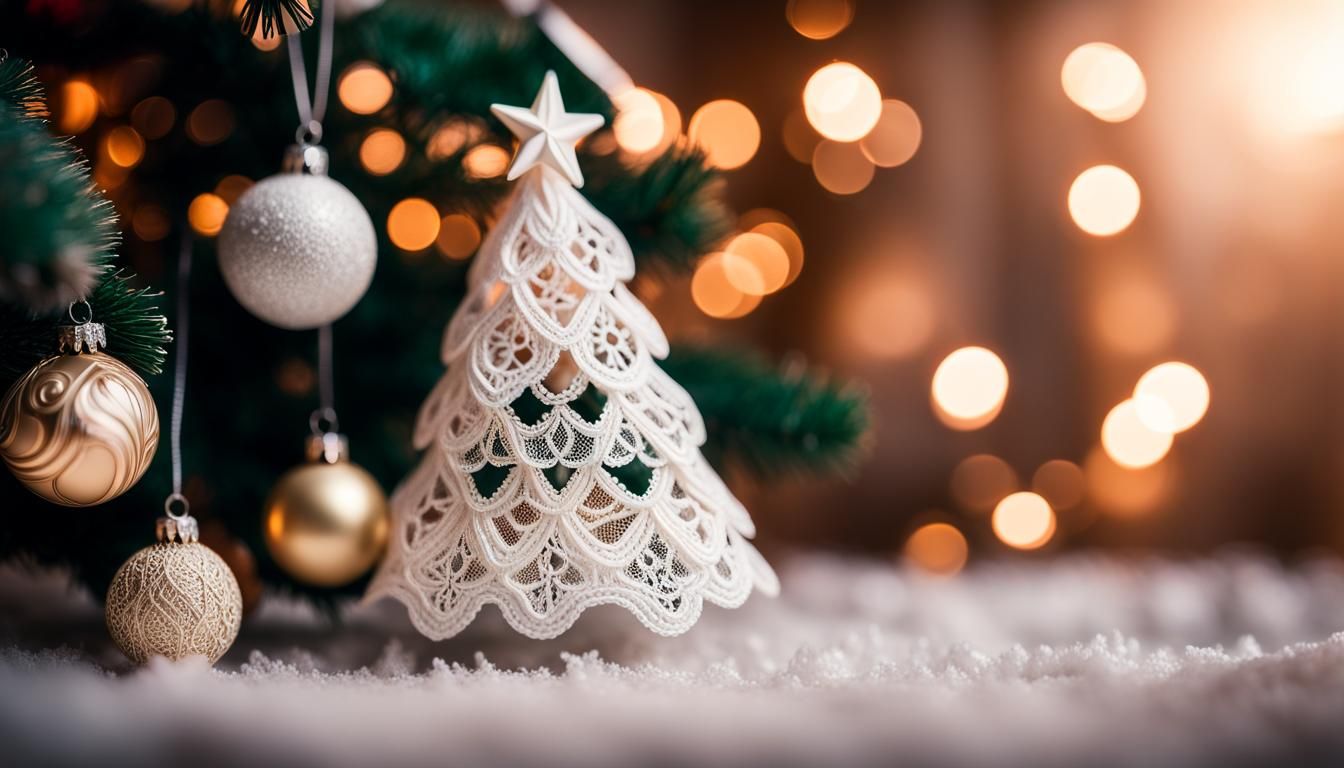 Christmas tree ornament made of lace.