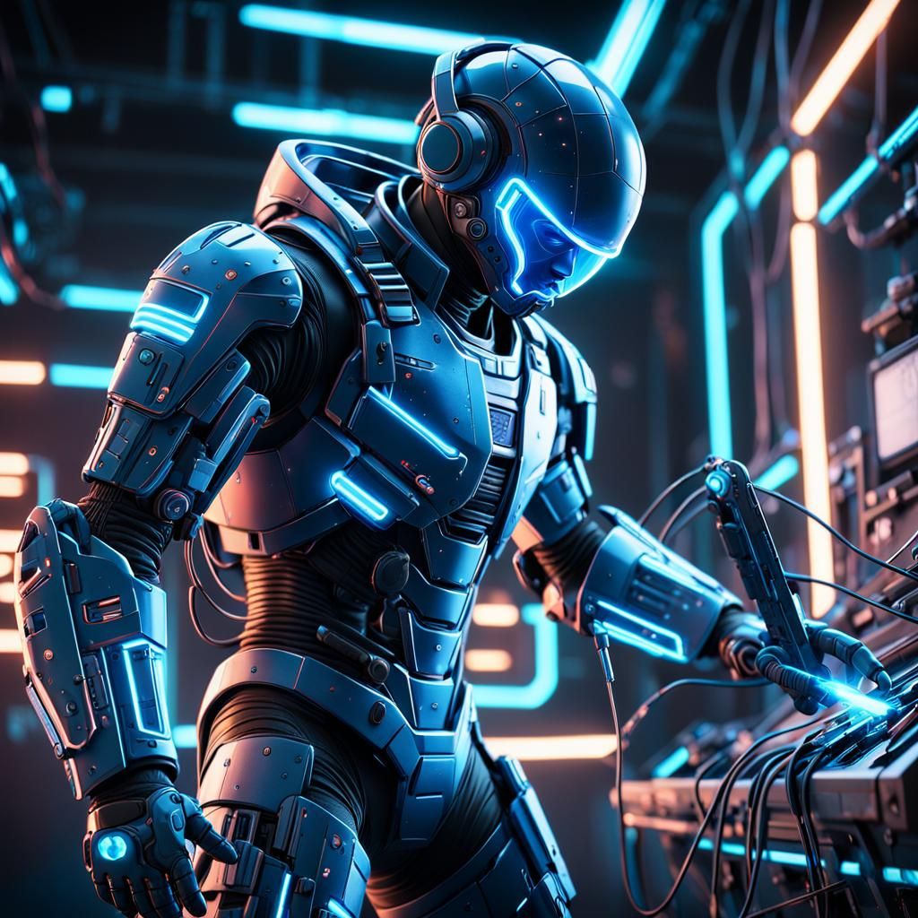 Among Us Cyberpunk Betrayal: Neon Anime Scene