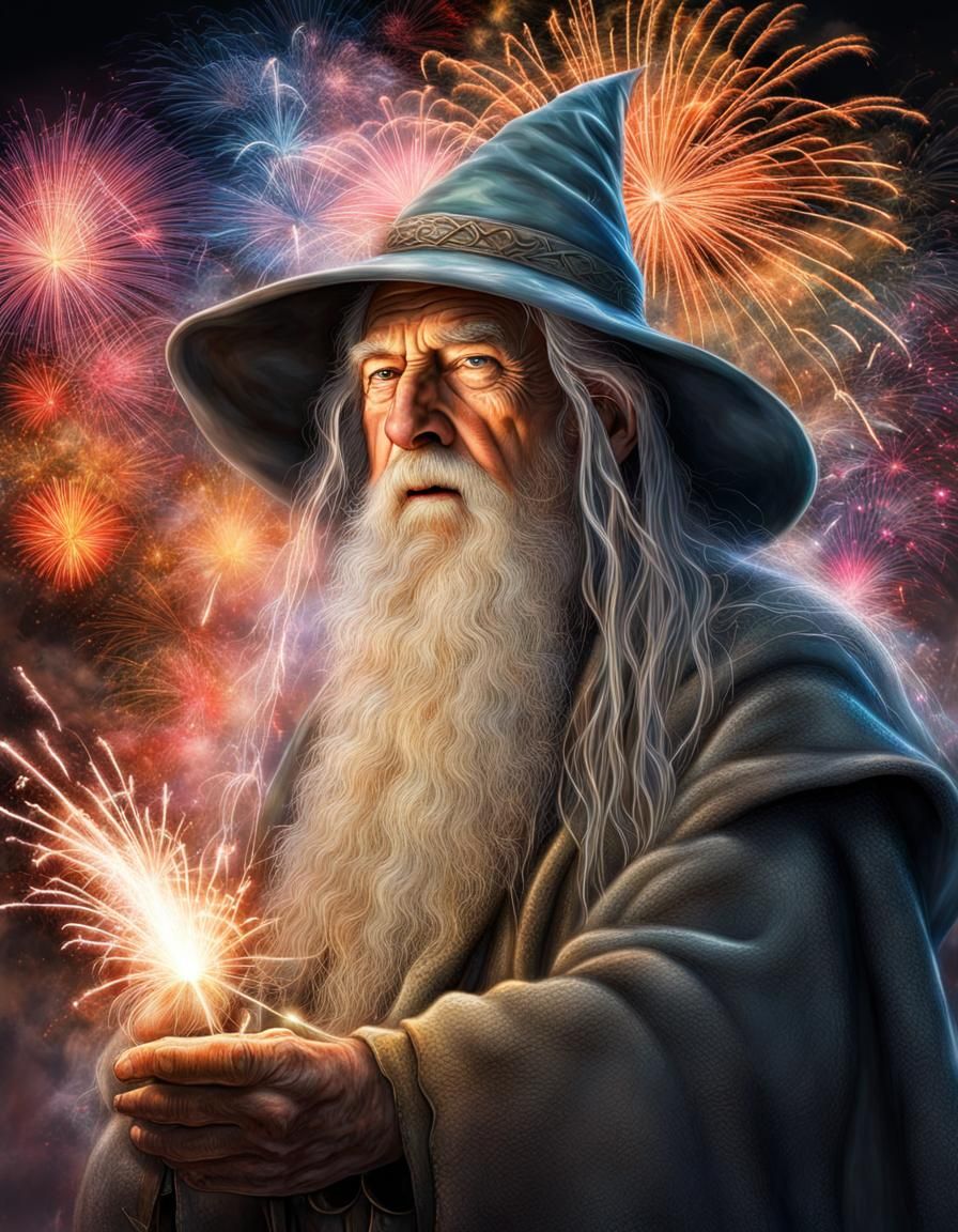 Gandalf Sparking Colorful Fireworks Display