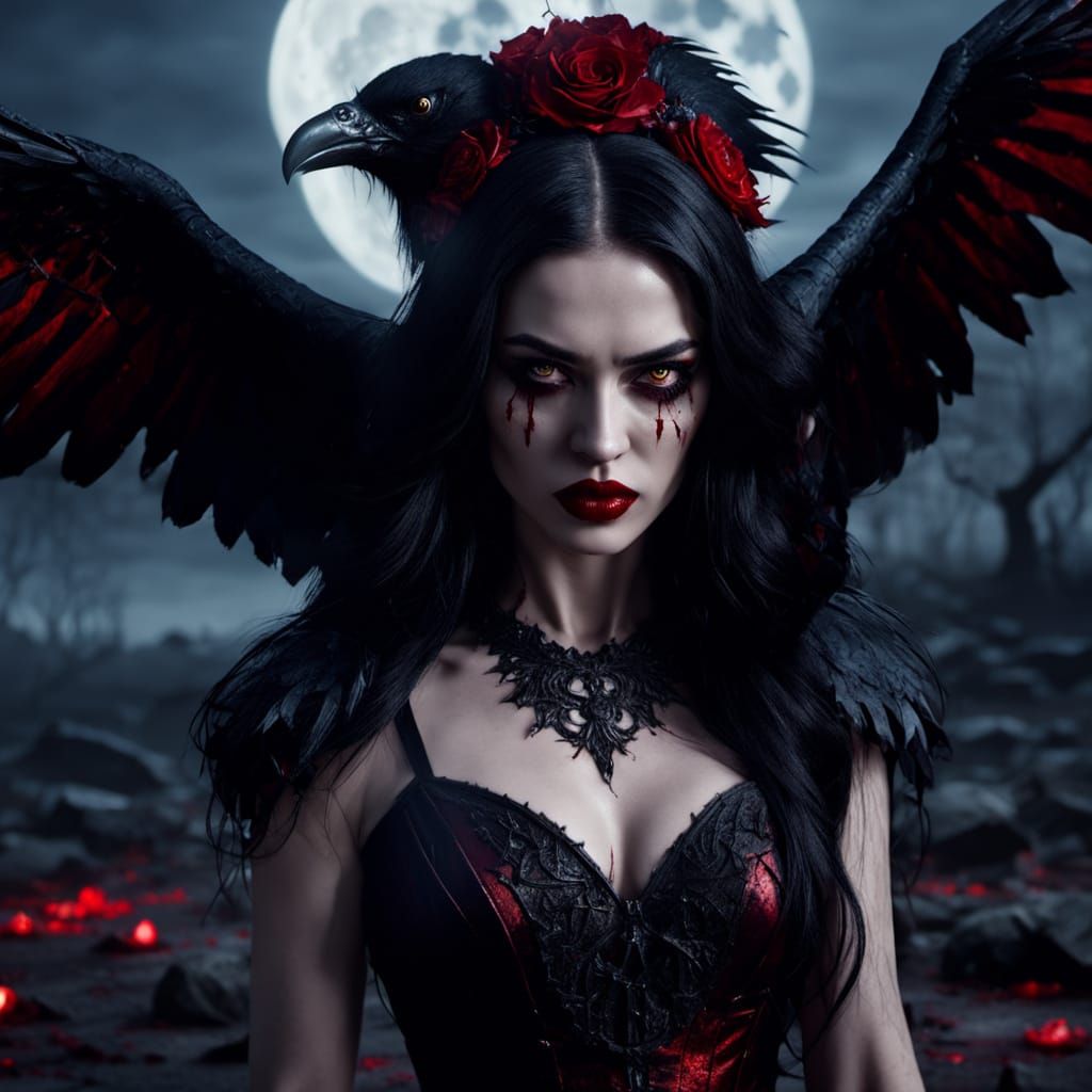 Latina Vampiress on a Blood-Soaked Battlefield