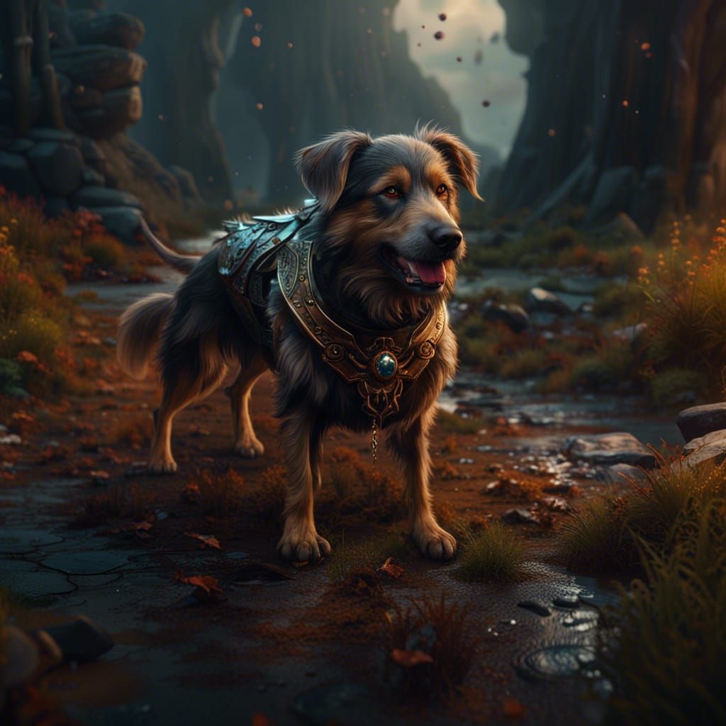 Detailed Matte Painting of a Fantastical Dog