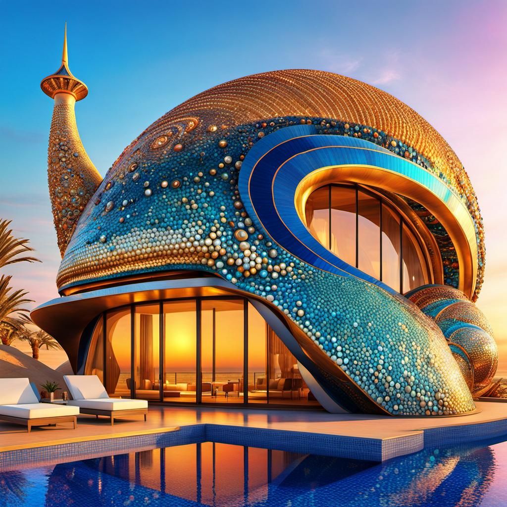 Futuristic Pharaoh Snail House in Egypt, Psychedelic Art