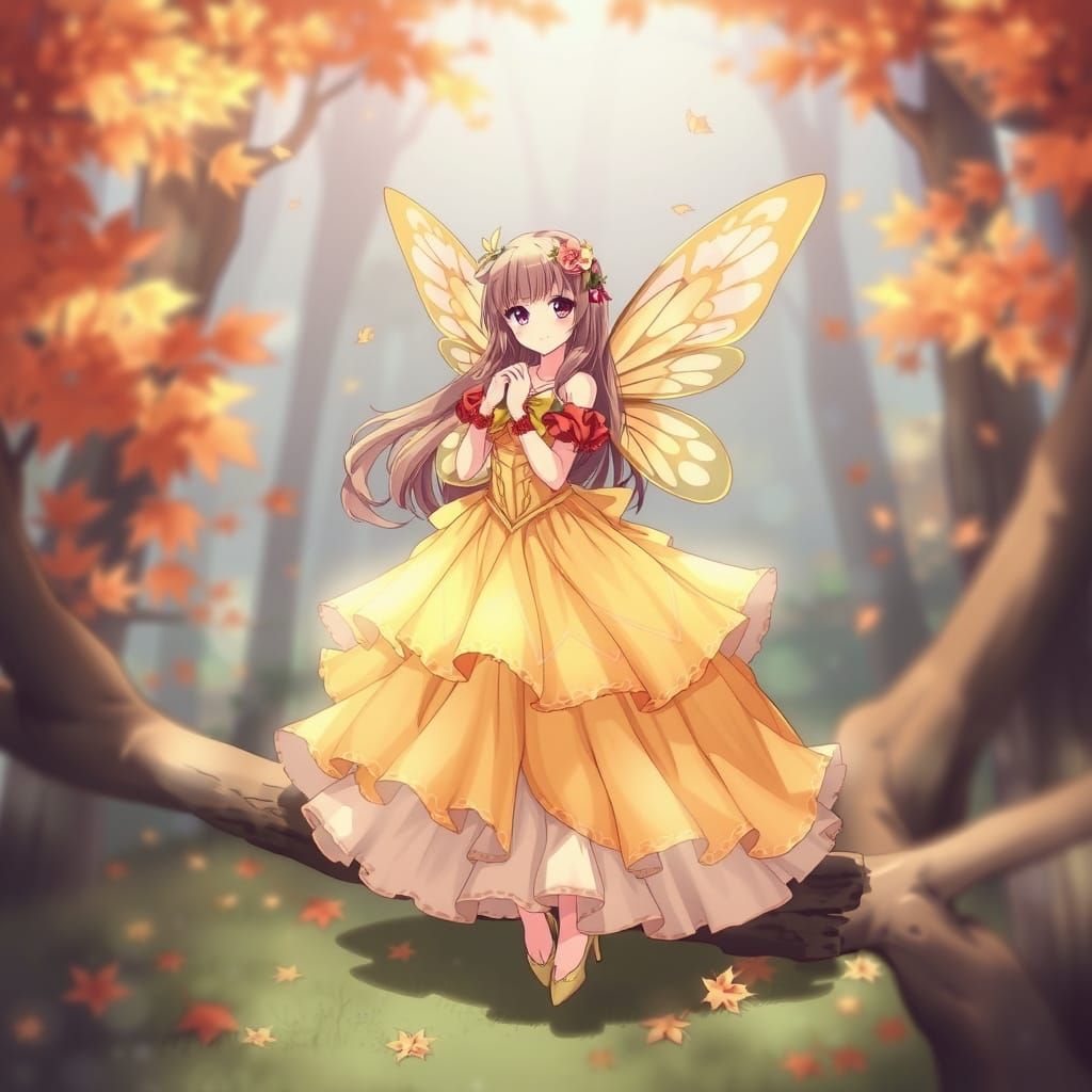 Autumn Fairy Princess in Vibrant Anime Style