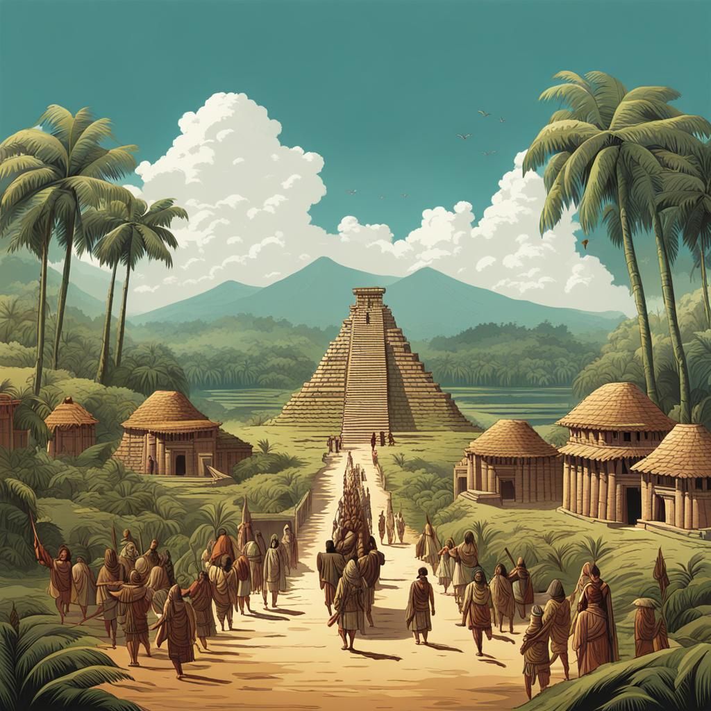 Ancient Amazon Civilization Leaving City Temples
