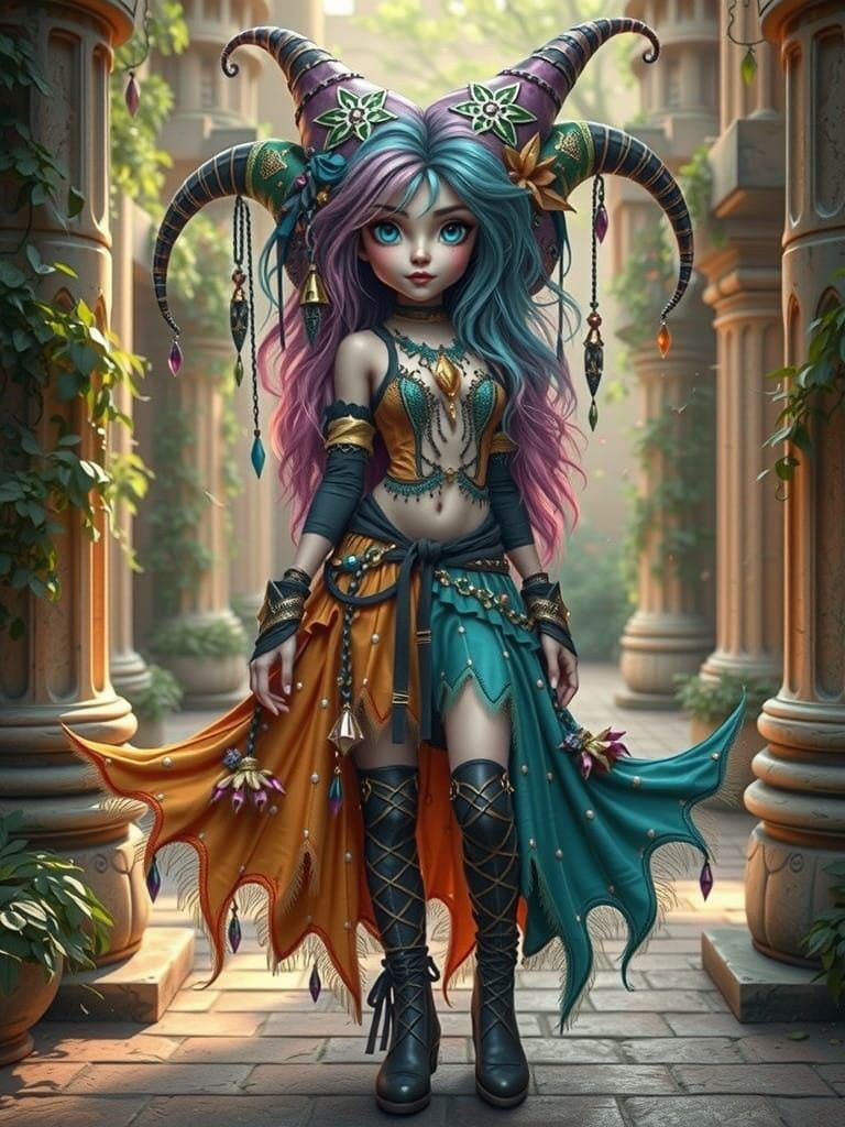 Ethereal Boho Jester in Whimsical Attire