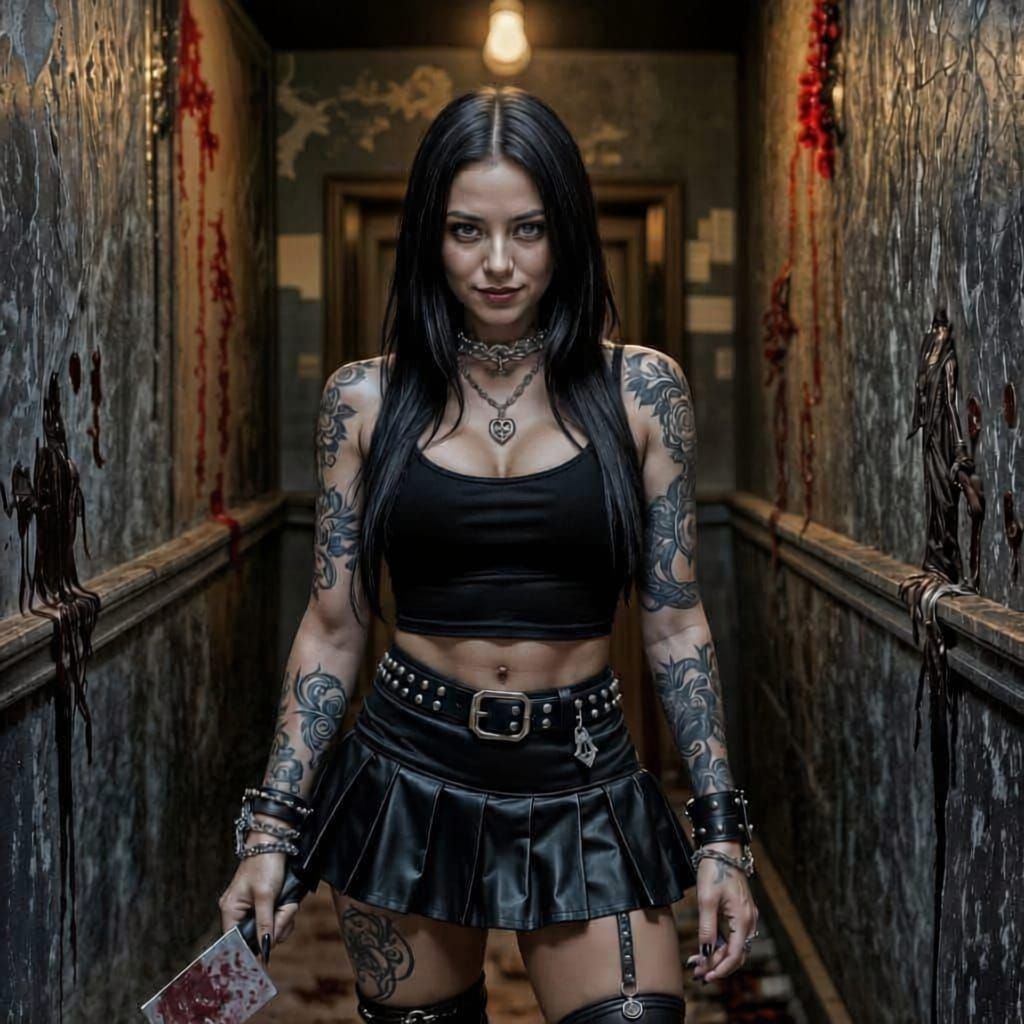 Gothic Album Cover: Woman with Meat Cleaver