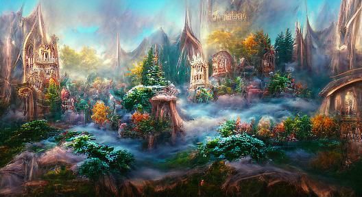Ethereal Elf Kingdom: Detailed Matte Painting in 8K
